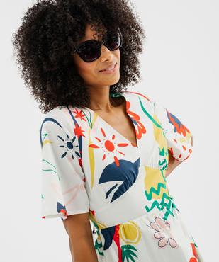 Robe longue col V à dos fantaisie et motifs femme vue4 - GEMO(FEMME PAP) - GEMO