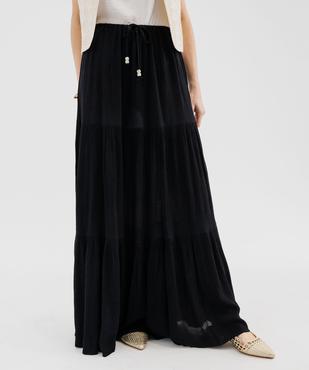 Jupe longue à volants en viscose froissée femme vue2 - GEMO(FEMME PAP) - GEMO