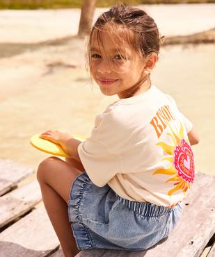 Tee-shirt manches courtes imprimé devant et dos fille  vue1 - GEMO 4G FILLE - GEMO