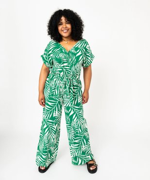 Combinaison pantalon manches courtes fluide femme grande taille vue1 - GEMO (G TAILLE) - GEMO