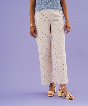 Pantalon large à rayures et motifs fleuris femme vue1 - GEMO(FEMME PAP) - GEMO