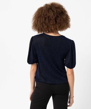 Tee-shirt femme à manches courtes en maille pailletée vue3 - GEMO(FEMME PAP) - GEMO