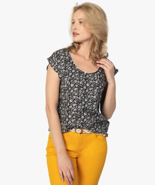 Blouse femme fleurie à dos fantaisie et bas élastiqué vue2 - GEMO(FEMME PAP) - GEMO