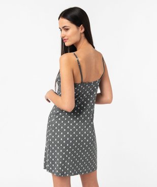 Nuisette en viscose avec col V dentelle et fines bretelles femme vue3 - GEMO 4G FEMME - GEMO