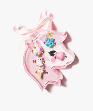 Bagues fille avec motifs licornes et coeur (coffret de 5) vue1 - GEMO (ENFANT) - GEMO