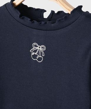 Tee-shirt manches longues à motif brodé et finitions froncées bébé fille vue2 - GEMO 4G BEBE - GEMO