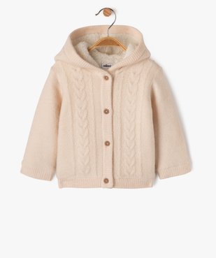 Gilet à capuche doublé sherpa bébé fille vue1 - GEMO(BEBE DEBT) - GEMO