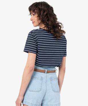 Tee-shirt femme col V à motifs  vue3 - GEMO(FEMME PAP) - GEMO