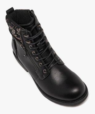 Boots femme à lacets avec col fantaisie et zip  vue6 - EMILIA ROSA - GEMO