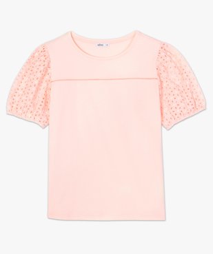 Tee-shirt femme à manches bouffantes en broderie anglaise vue4 - GEMO(FEMME PAP) - GEMO