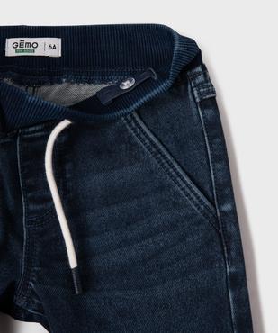 Bermuda en jean extensible délavé avec taille en bord-côte garçon vue2 - GEMO (ENFANT) - GEMO