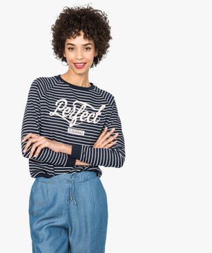 Sweat rayé manches raglan vue1 - FOLLOW ME - GEMO
