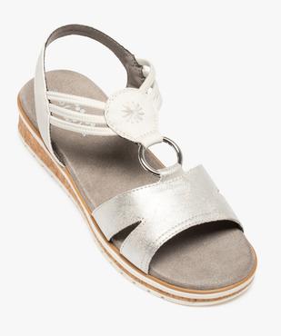 Sandales femme plates confort à brides métallisées - Softrelax vue5 - SOFTRELAX - GEMO