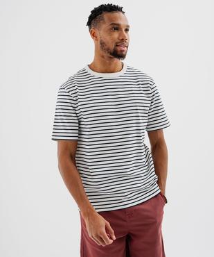 Tee-shirt à manches courtes rayé homme vue1 - GEMO (HOMME) - GEMO