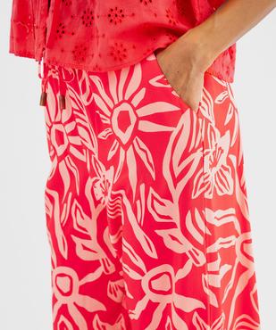 Pantalon large et fluide en viscose imprimée femme vue2 - GEMO 4G FEMME - GEMO