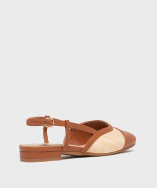 Escarpins slingback à talon plat bimatières femme - Follow Me vue4 - FOLLOW ME - GEMO