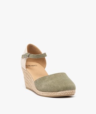Sandales compensées dessus textile pailleté femme  vue2 - GEMO(URBAIN) - GEMO