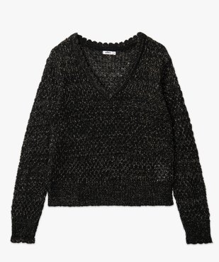 Pull pailleté col V en maille ajourée femme vue4 - GEMO(FEMME PAP) - GEMO