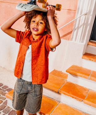 Chemise à manches courtes en coton texturé et imprimé garçon vue4 - GEMO (ENFANT) - GEMO
