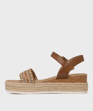 Sandales à talon compensé avec strass et semelle de corde femme vue1 - VALENTINA BALDA - GEMO