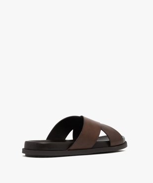 Mules homme unies à brides larges croisées dessus en cuir - Taneo vue4 - TANEO - GEMO