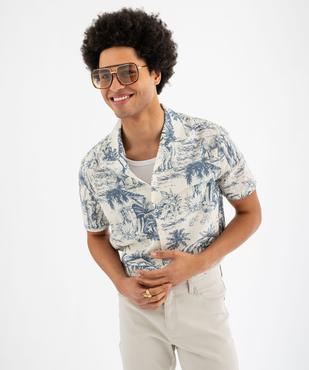 Chemise manches courtes imprimée à col cubain homme vue1 - GEMO 4G HOMME - GEMO