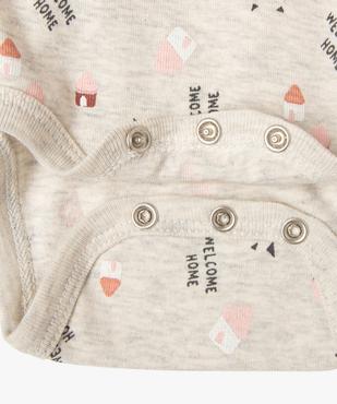 Bodies à manches courtes avec motifs maisons bébé fille (lot de 3) vue2 - GEMO 4G BEBE - GEMO