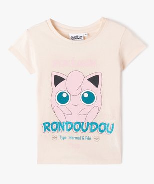 Tee-shirt fille avec motif Rondoudou et inscription pailletée - Pokemon vue1 - POKEMON - GEMO