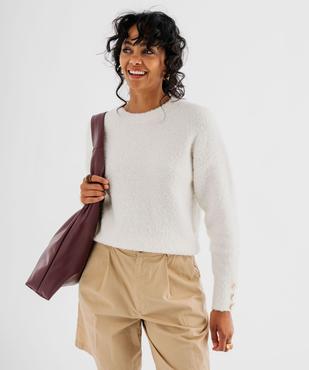 Pull col rond en maille bouclette femme vue1 - GEMO(FEMME PAP) - GEMO