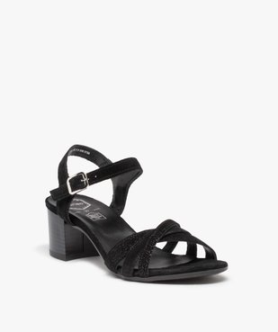 Sandales femme à talon dessus cuir retourné - Tanéo vue2 - TANEO - GEMO