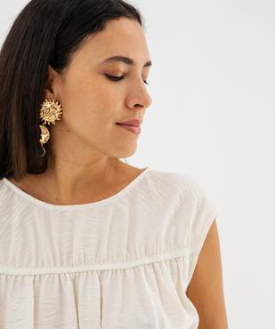 Blouse sans manches en viscose froissé à taille marquée femme vue4 - GEMO 4G FEMME - GEMO