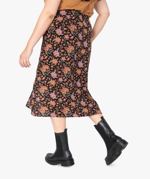 Jupe femme grande taille à motifs fleuris fendue sur l’avant vue3 - GEMO (G TAILLE) - GEMO