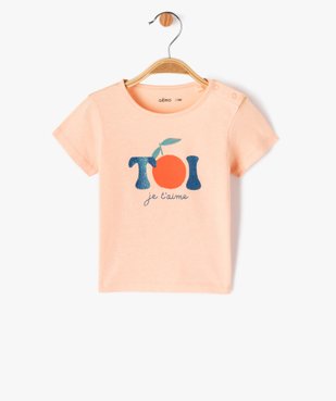 Tee-shirt manches courtes à motif pailleté bébé fille vue1 - GEMO(BEBE DEBT) - GEMO