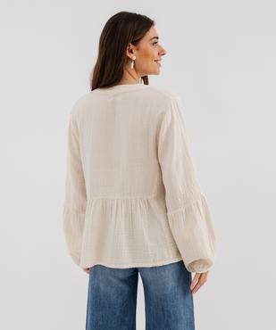 Blouse manches longues en gaze de coton femme vue3 - GEMO(FEMME PAP) - GEMO