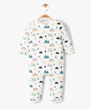 Pyjama bébé à pont-dos en jersey molletonné imprimé montagnes vue2 - GEMO(BB COUCHE) - GEMO