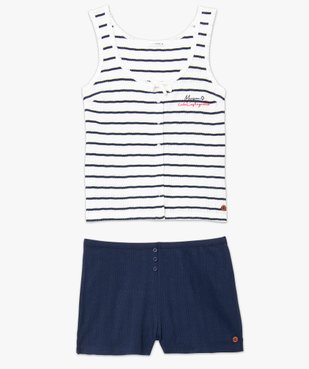 Pyjashort femme bicolore - LuluCastagnette vue4 - LULUCASTAGNETTE - GEMO