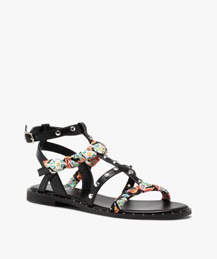 Sandales femme à talon plat brides à clous originales vue2 - GEMO (CASUAL) - GEMO