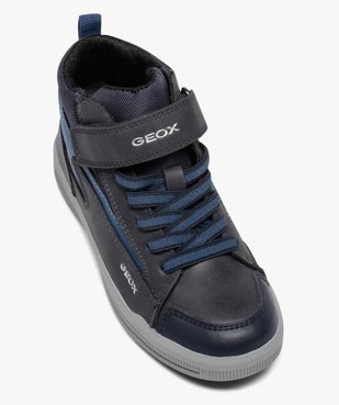 Baskets garçon mid-cut bicolores à lacets et scratch - Geox vue5 - GEOX - GEMO