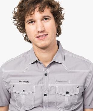 Chemise rayée à manches courtes vue2 - GEMO (HOMME) - GEMO