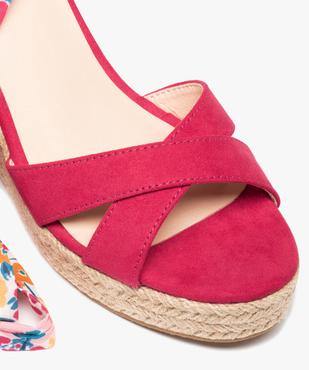 Sandales femme compensées en suédine et bride foulard vue7 - GEMO(URBAIN) - GEMO