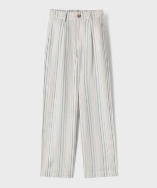 Pantalon large en viscose et lin rayé fille vue1 - GEMO (JUNIOR) - GEMO