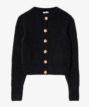 Gilet court en maille douillette et gros boutons femme vue4 - GEMO(FEMME PAP) - GEMO