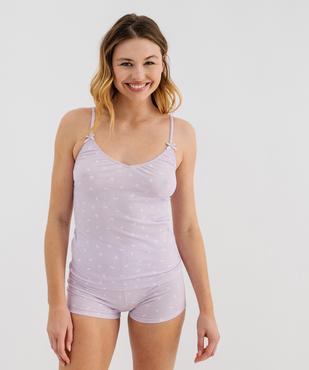 Pyjashort à motifs fleuris en coton biologique femme vue1 - GEMO 4G FEMME - GEMO