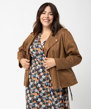 Blouson esprit biker en suédine femme grande taille vue1 - GEMO (G TAILLE) - GEMO