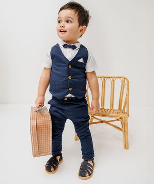 Gilet de costume en lin et coton bébé garçon vue7 - GEMO 4G BEBE - GEMO