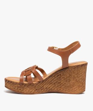 Sandales compensées à brides tressées et semelle fantaisie femme vue3 - GEMO(URBAIN) - GEMO