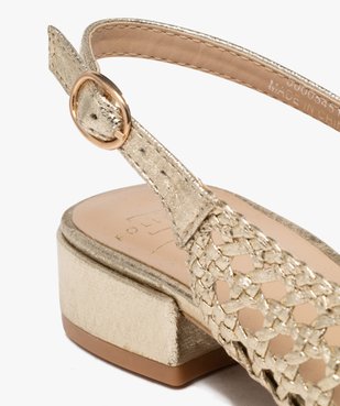 Chaussures à bout pointu et talon ouvert en tressage doré femme vue6 - FOLLOW ME - GEMO