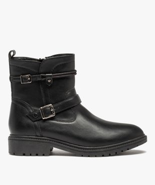 Boots femme unies à brides décoratives et talon large vue2 - GEMO (CASUAL) - GEMO