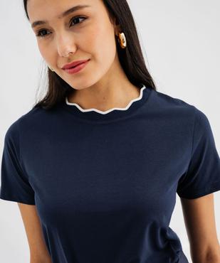 Tee-shirt manches courtes à col fantaisie femme vue3 - GEMO(FEMME PAP) - GEMO