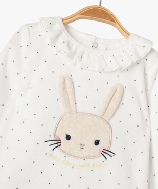 Pyjama en velours 2 pièces à motif lapin bébé vue2 - GEMO 4G BEBE - GEMO